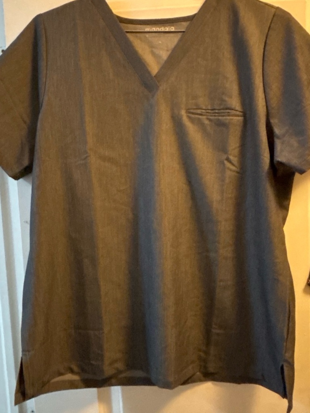 Women’s  V-Neck Scrub Top in Charcoal Gray scrub pants jogger